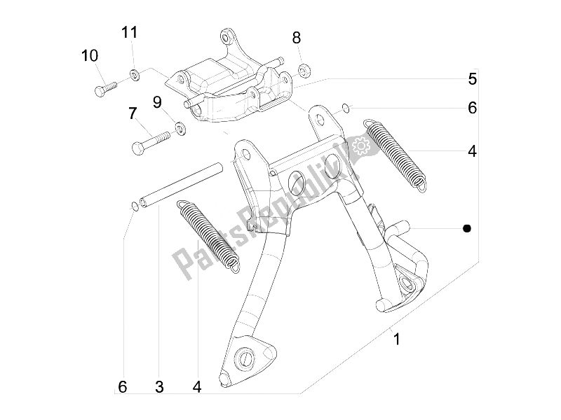All parts for the Stand/s of the Vespa Sprint 50 2T2V 2014
