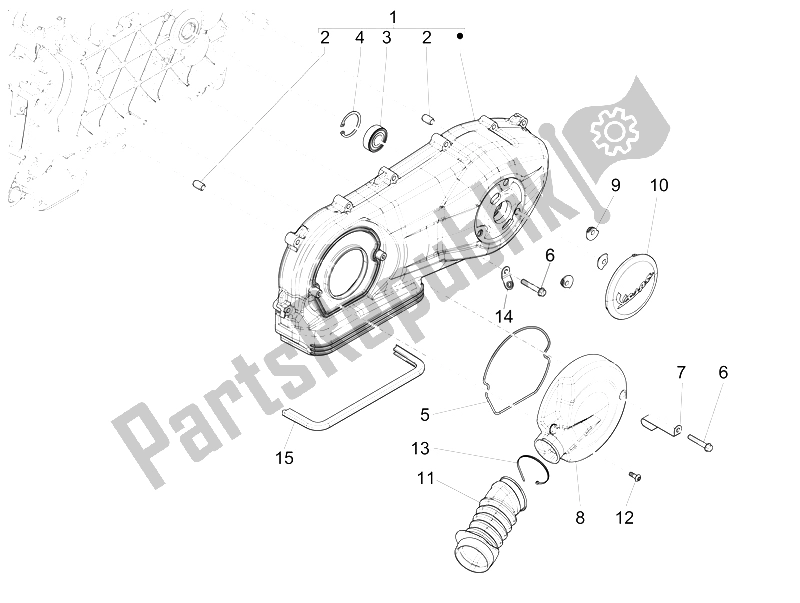 Todas las partes para Tapa Del Cárter - Enfriamiento Del Cárter de Vespa 150 Sprint 4T 3V IE China 2015