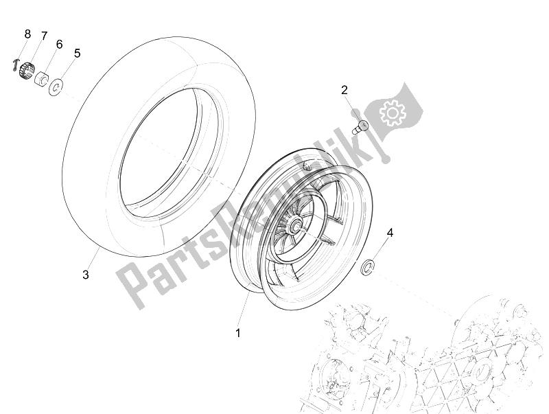 Tutte le parti per il Ruota Posteriore del Vespa LT 150 4T 3V IE 2014