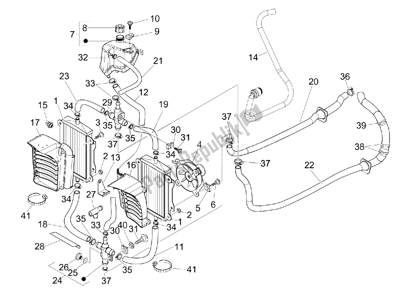 Toutes les pièces pour le Système De Refroidissement du Vespa GTV 250 IE 2006