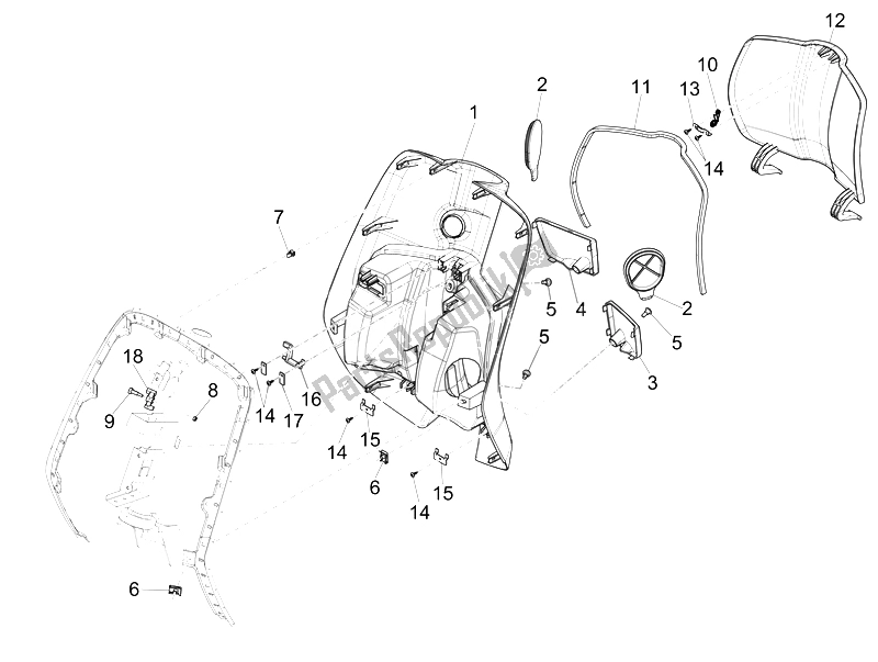 Wszystkie części do Przedni Schowek - Panel Ochraniaj? Cy Kolana Vespa Sprint 125 4T 3V IE Vietnam 2014