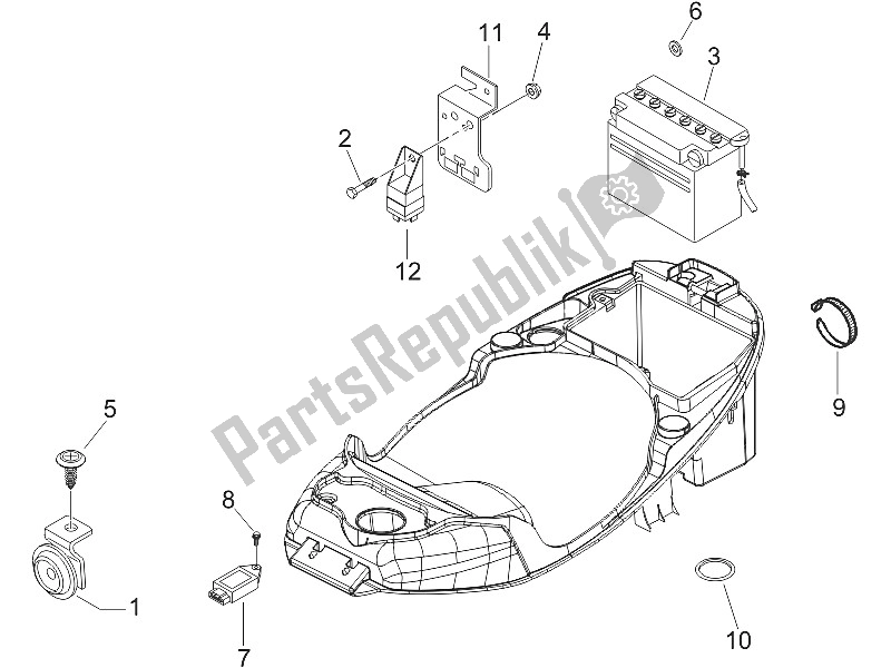 All parts for the Remote Control Switches - Battery - Horn of the Vespa LXV 50 2T CH 2006