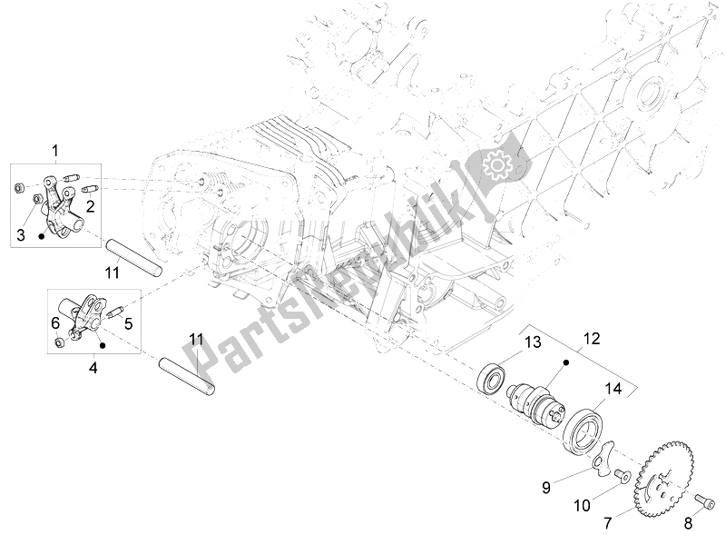 Toutes les pièces pour le Leviers à Bascule Support Unité du Vespa Sprint 125 4T 3V IE 2014