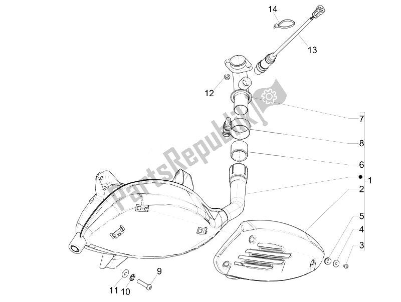 Toutes les pièces pour le Silencieux du Vespa Vespa GTS 300 IE ABS USA Canada 2014