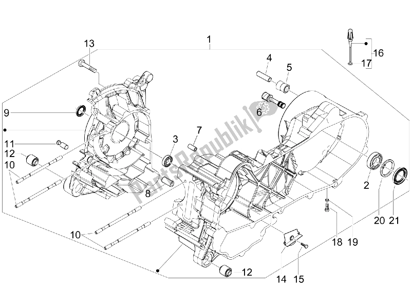 Todas las partes para Caja Del Cigüeñal de Vespa S 50 4T 4V College USA 2008