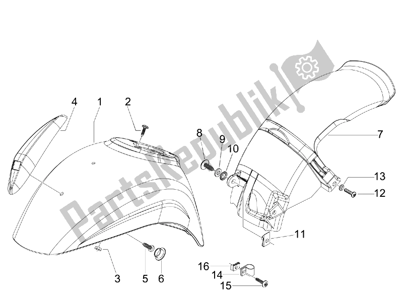 Tutte le parti per il Passaruota - Parafango del Vespa S 50 2T UK 2007