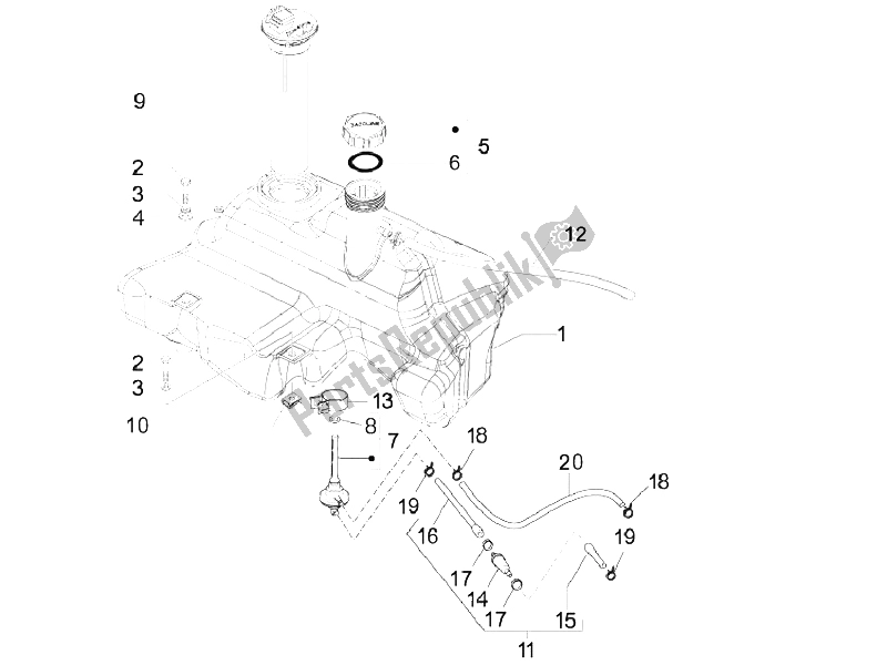 Tutte le parti per il Serbatoio Di Carburante del Vespa LX 125 4T E3 Vietnam 2009