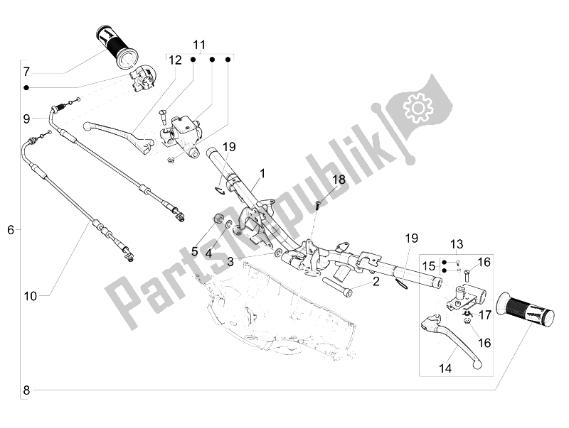 Toutes les pièces pour le Guidon - Master Cil. Du Vespa 150 Sprint 4T 3V IE USA 2014