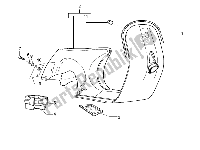 Alle onderdelen voor de Frame / Carrosserie van de Vespa Vespa PX 150 EU Asia 2011