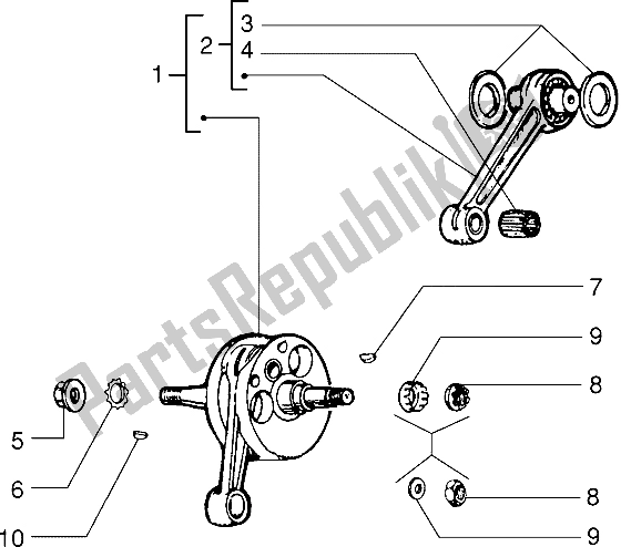 Toutes les pièces pour le Vilebrequin-con-bielle-maneton, Assy du Vespa PX 200 E 1985