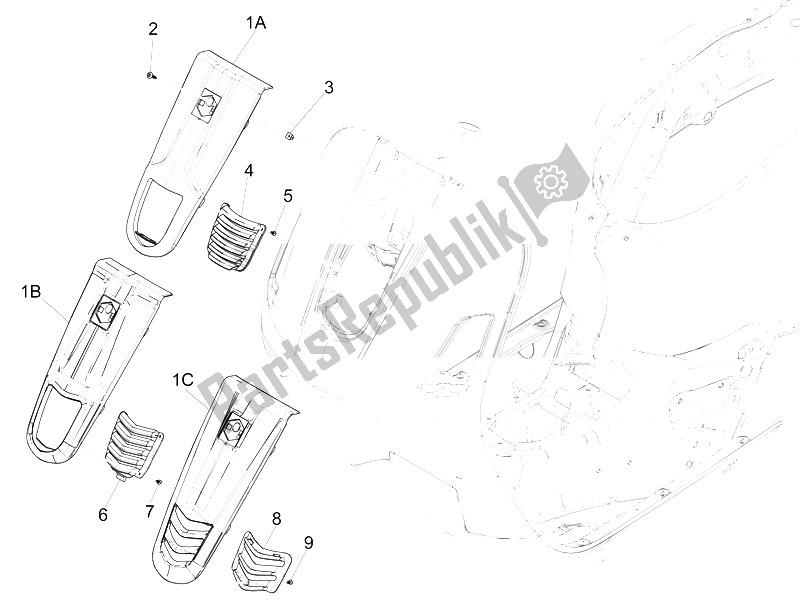 Todas las partes para Escudo Delantero de Vespa GTS 300 IE Super 2008