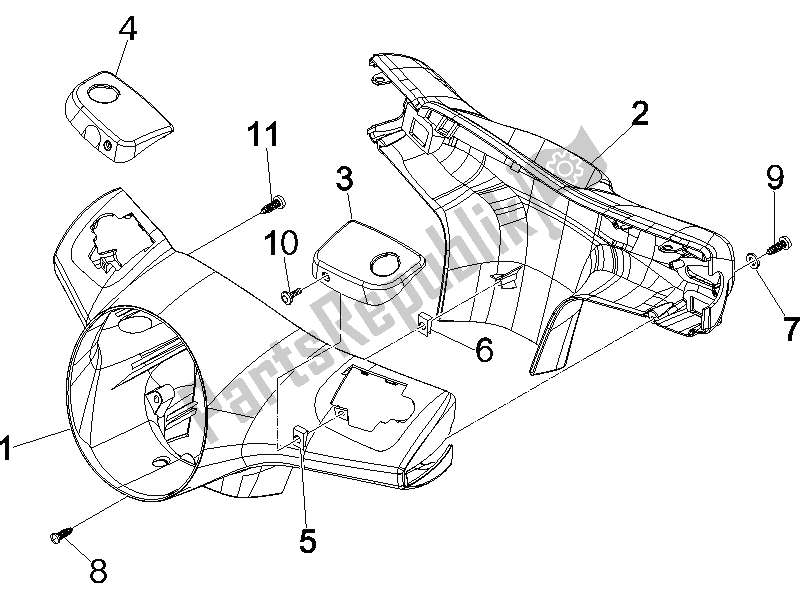 Toutes les pièces pour le Couvertures De Guidon du Vespa Granturismo 200 L UK 2005