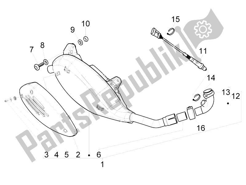 Todas las partes para Silenciador de Vespa GTS 250 IE China 2011