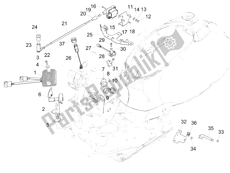 Tutte le parti per il Regolatori Di Tensione - Centraline Elettroniche (ecu) - H. T. Bobina del Vespa GTS 300 IE Super 2008