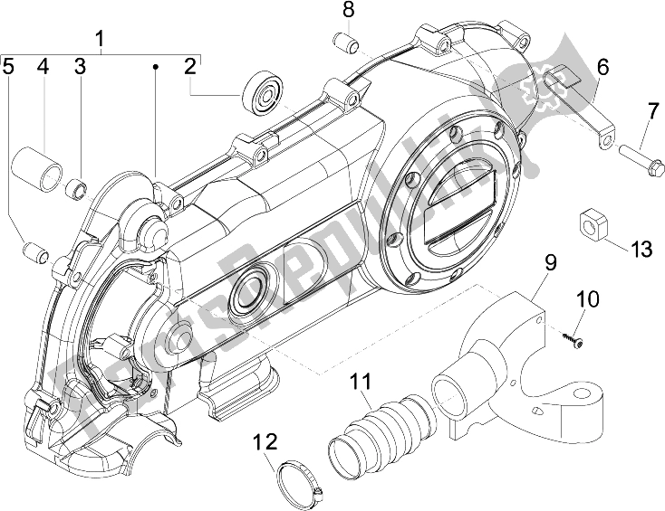 Toutes les pièces pour le Couvercle De Carter - Refroidissement Du Carter du Vespa LX 50 4T 2V 25 KMH NL 2010