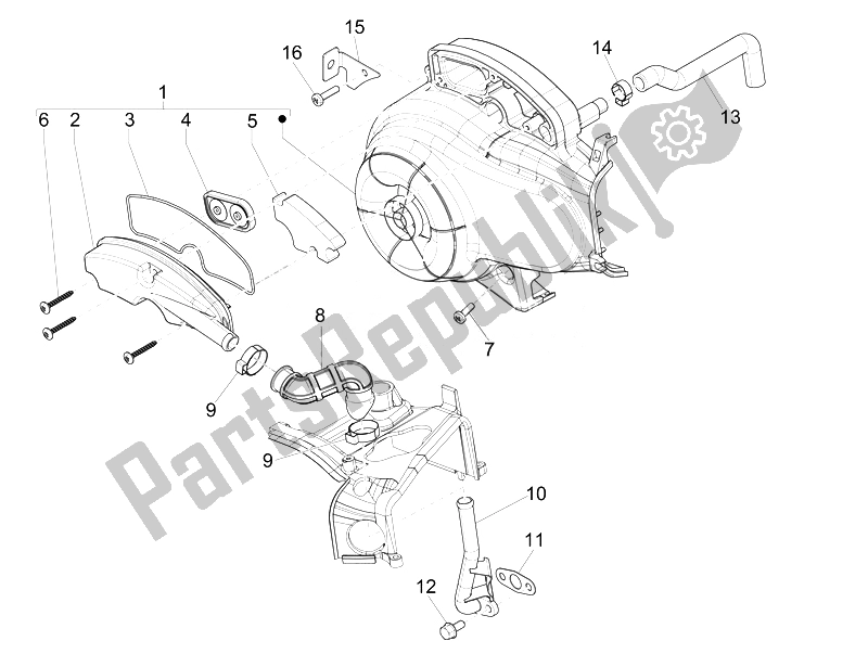 Tutte le parti per il Air Box Secondario del Vespa Vespa Primavera 50 4T 4V USA Canada 2014