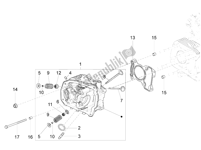 Todas las partes para Unidad Principal - Válvula de Vespa Vespa GTS Super 150 IE 4T 3V Asia 2014