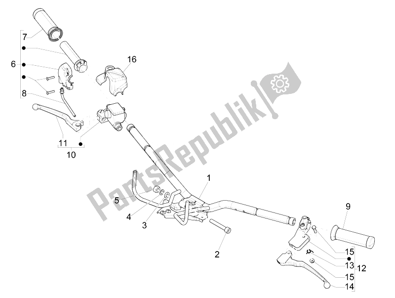 Tutte le parti per il Manubrio - Master Cil. Del Vespa LXV 150 4T 3V E3 Vietnam 2014