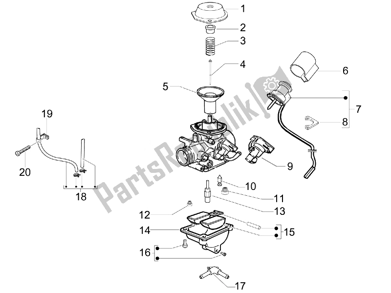 All parts for the Carburetor's Components of the Vespa Granturismo 200 L USA 2007