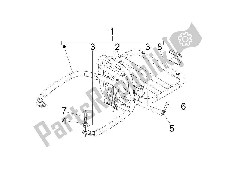All parts for the Rear Luggage Rack of the Vespa GTV 125 4T E3 2006