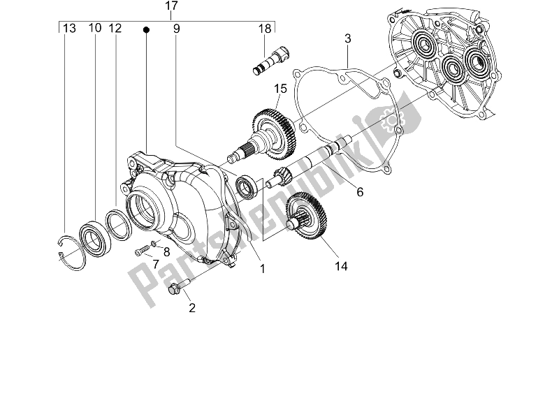 Toutes les pièces pour le Unité De Réduction du Vespa LXV 150 4T USA 2009