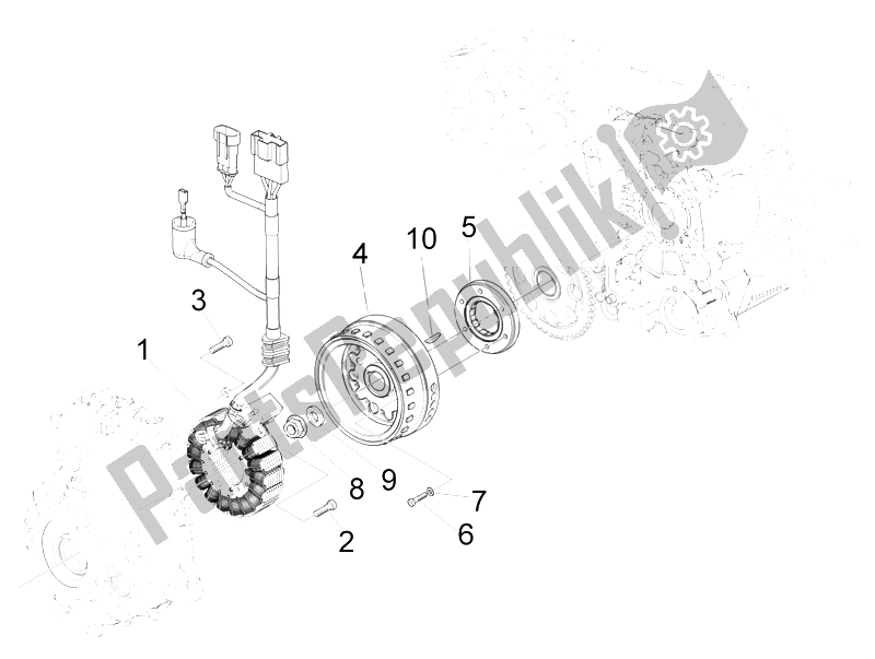 Todas las partes para Volante Magneto de Vespa GTS 300 IE USA 2009