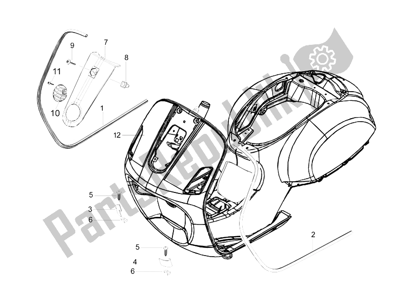 Toutes les pièces pour le Bouclier Avant du Vespa LX 125 4T IE E3 Vietnam 2011
