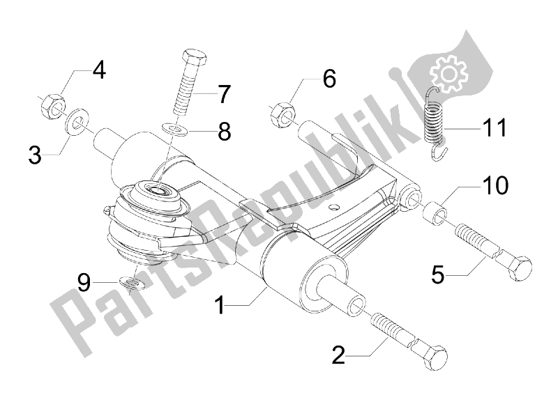 All parts for the Swinging Arm of the Vespa LXV 125 4T Navy E3 2007