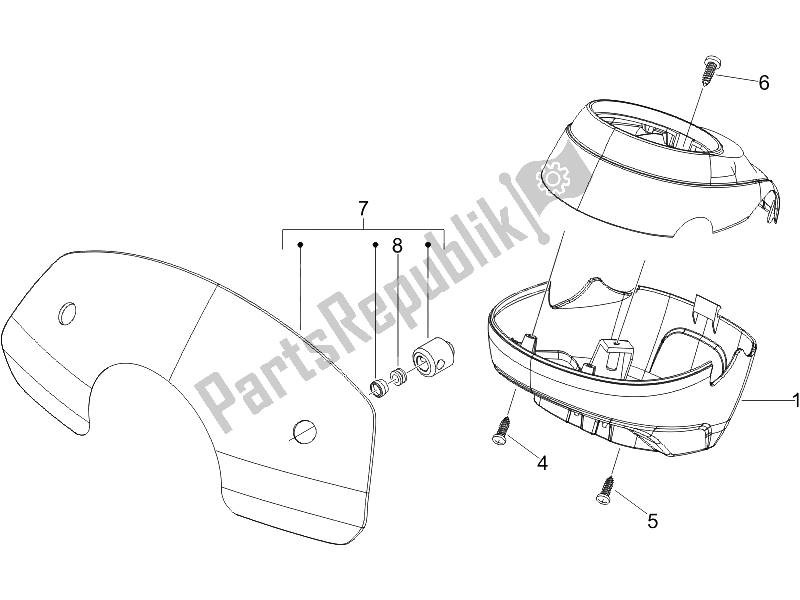 All parts for the Handlebars Coverages of the Vespa LXV 125 4T E3 2006