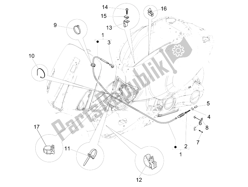 All parts for the Transmissions of the Vespa 150 4T 3V IE Primavera USA 2014