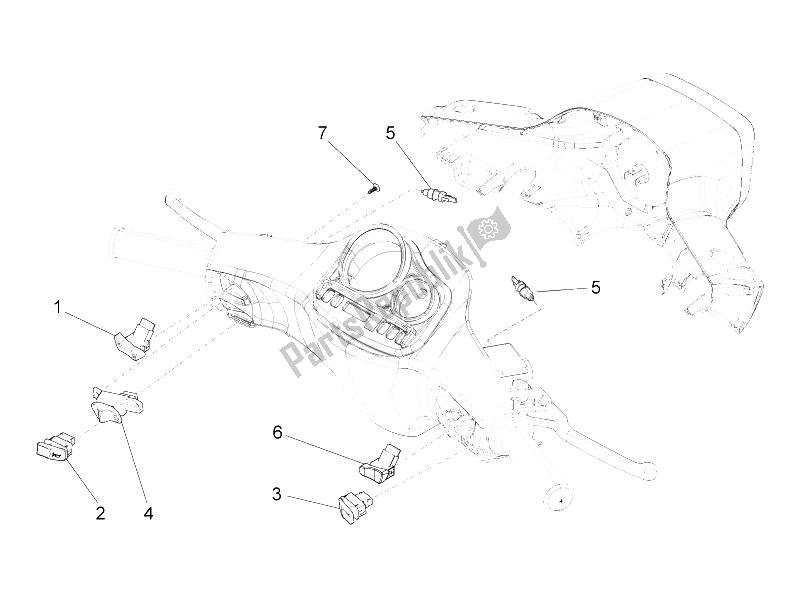 Toutes les pièces pour le Sélecteurs - Interrupteurs - Boutons du Vespa Vespa S 125 4T 3V E3 IE Asia 2012