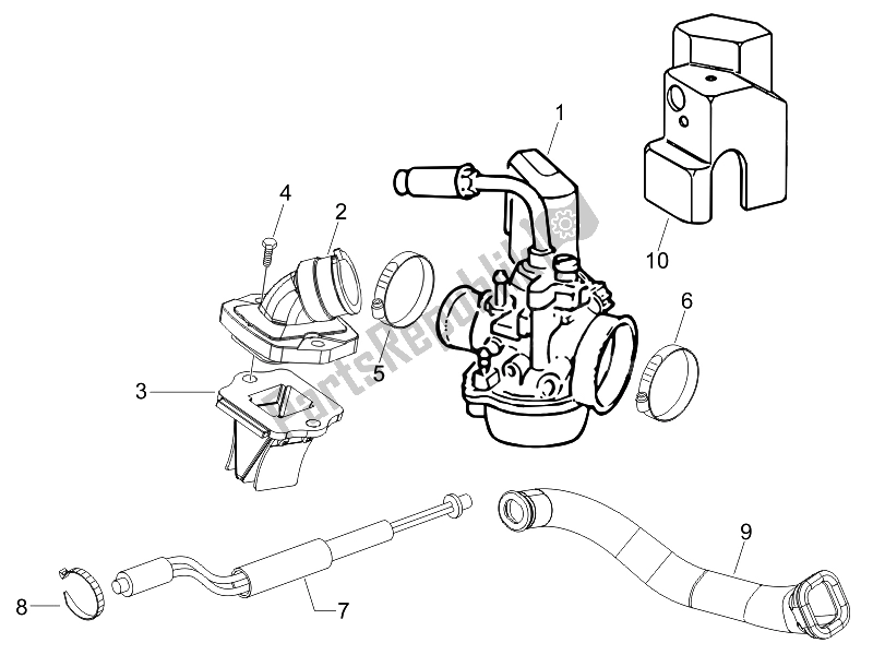 Tutte le parti per il Carburatore, Gruppo - Raccordo del Vespa S 50 2T UK 2007