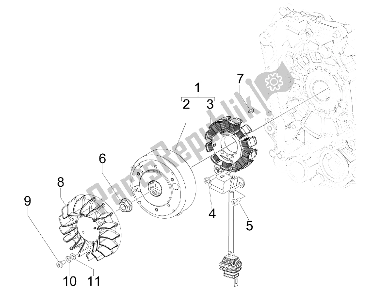 Todas as partes de Magneto Volante do Vespa LX 125 4T IE E3 2009