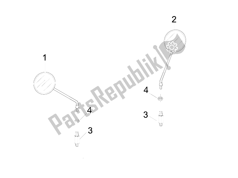 All parts for the Driving Mirror/s of the Vespa LX 125 4T 2V IE E3 Taiwan 2011