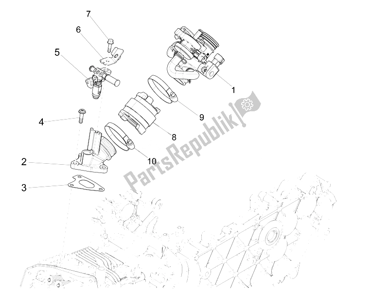 Toutes les pièces pour le Corps De Papillon - Injecteur - Tuyau Union du Vespa 150 4T 3V IE Primavera 2014