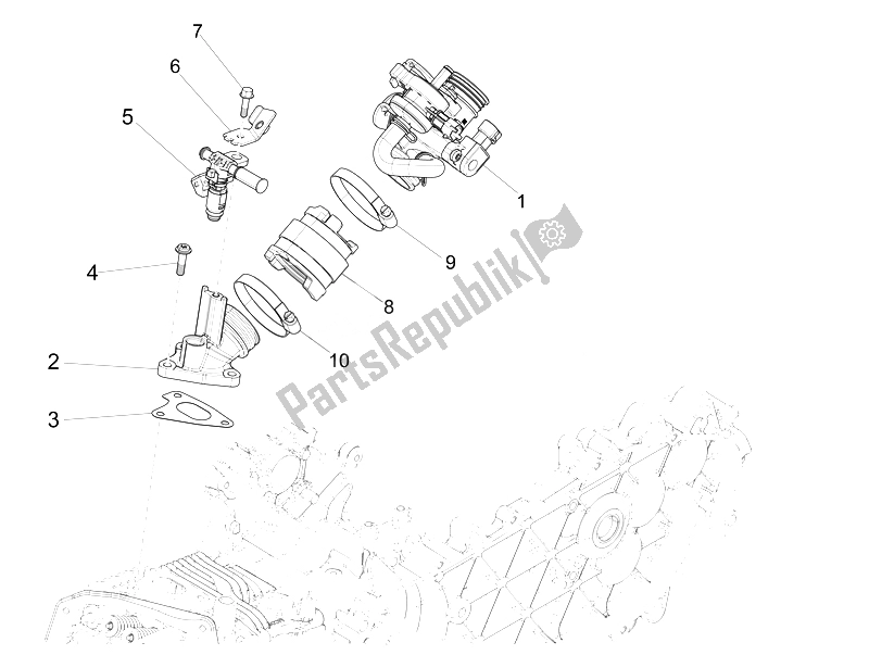 All parts for the Throttle Body - Injector - Union Pipe of the Vespa 150 4T 3V IE Primavera 2014