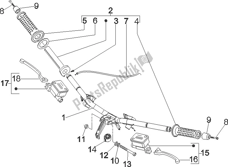 All parts for the Handlebars - Master Cil. Of the Vespa GTS 250 USA 2005