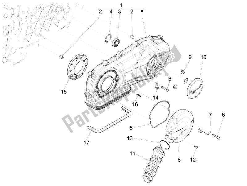 Tutte le parti per il Coperchio Del Carter - Raffreddamento Del Carter del Vespa LT 125 4T 3V IE E3 Vietnam 2014