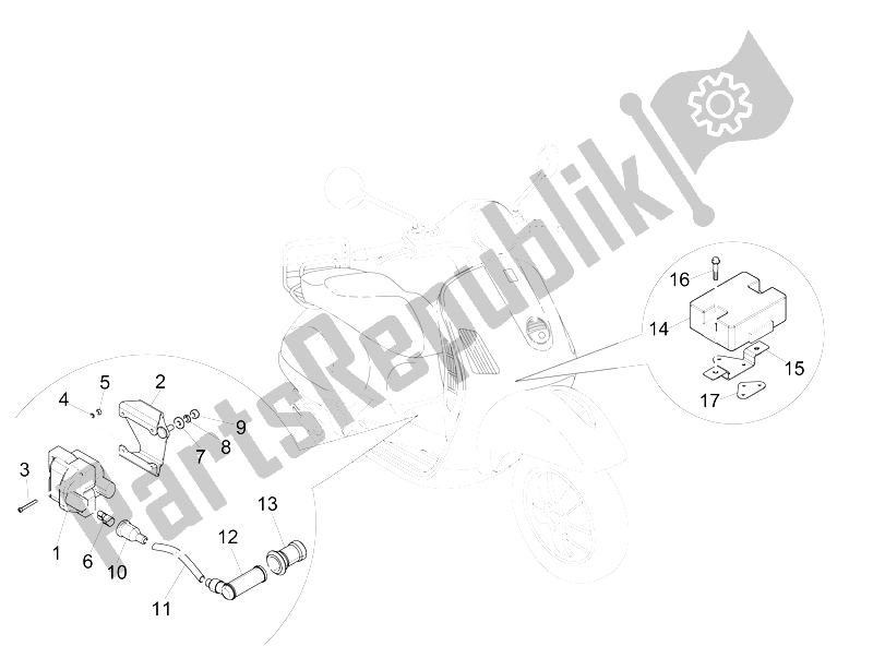 Todas las partes para Reguladores De Voltaje - Unidades De Control Electrónico (ecu) - H. T. Bobina de Vespa GTS 250 ABS 2005