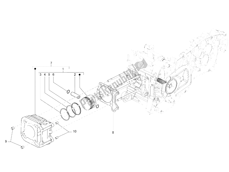 Todas as partes de Unidade De Pino Cilindro-pistão-pulso do Vespa S 150 4T IE College USA 2009