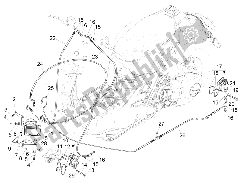 Wszystkie części do Przewody Hamulcowe - Zaciski (abs) Vespa GTS 300 IE ABS Super China 2014