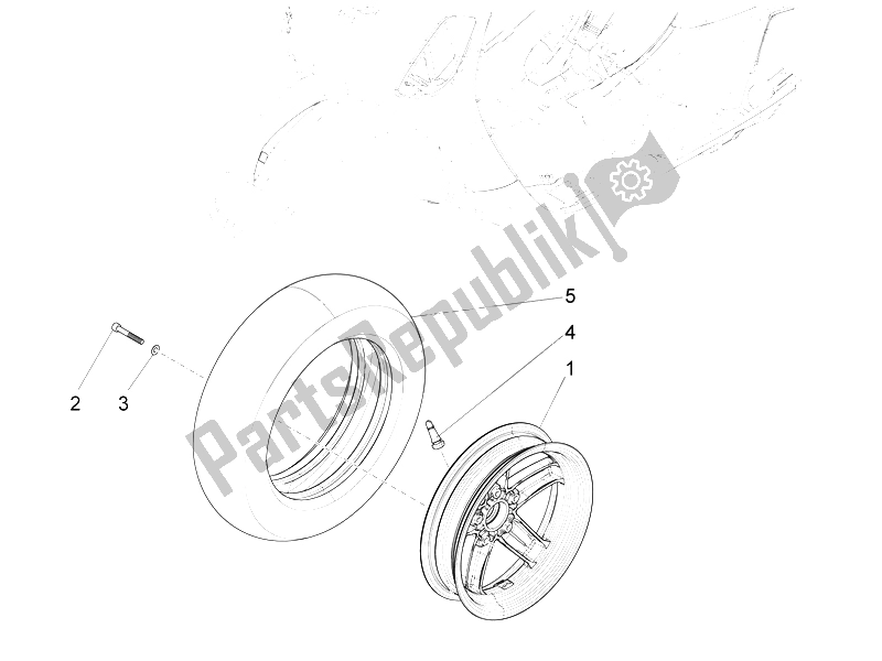 All parts for the Front Wheel of the Vespa Vespa S 125 4T 3V E3 IE Asia 2012