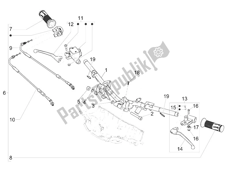 Toutes les pièces pour le Guidon - Master Cil. Du Vespa Vespa 150 Sprint Iget 4T3V IE Asia 2016