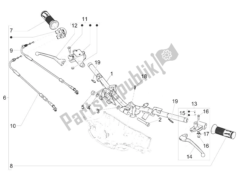 All parts for the Handlebars - Master Cil. Of the Vespa Vespa Sprint Sport 150 4T 3V Iget ABS EU 2016