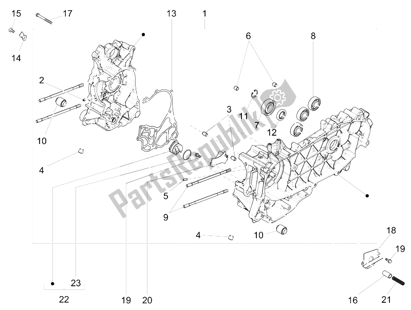 Todas las partes para Caja Del Cigüeñal de Vespa 946 150 4T 3V ABS Armani USA 2015