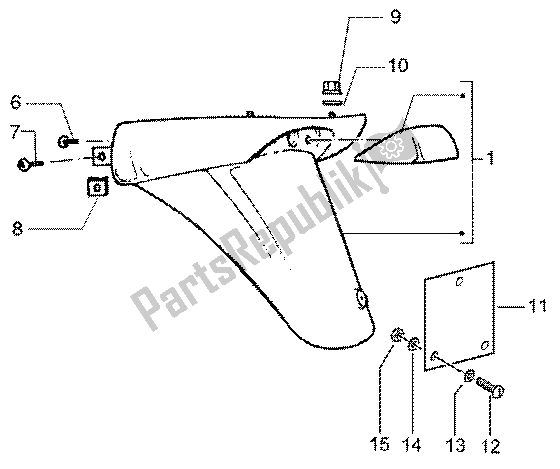 All parts for the Rear Protection of the Vespa ET4 50 2002