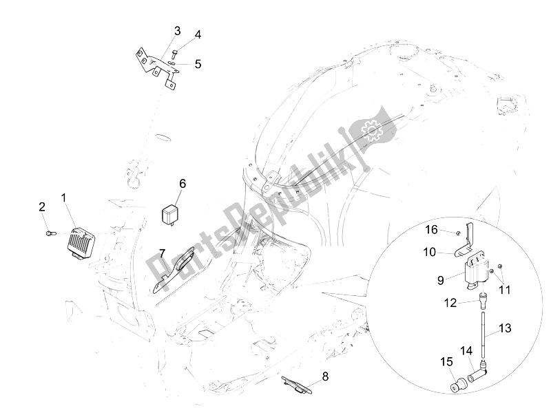 All parts for the Voltage Regulators - Electronic Control Units (ecu) - H. T. Coil of the Vespa Vespa Primavera 50 4T 2V 25 KMH EU 2014