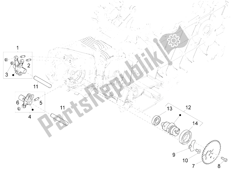 Todas las partes para Unidad De Soporte De Palancas Oscilantes de Vespa LX 125 4T 3V IE Vietnam 2012