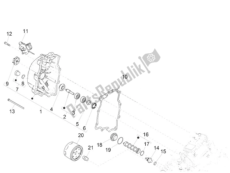 Toutes les pièces pour le Couvercle Magnéto Volant - Filtre à Huile du Vespa Vespa GTS 300 IE ABS E4 EU 2016