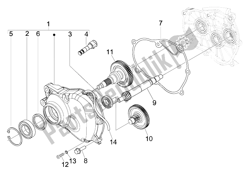 Toutes les pièces pour le Unité De Réduction du Vespa S 150 4T USA 2007